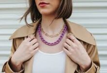 J.Crew Raspberry Purple Enamel Link Strand Necklace